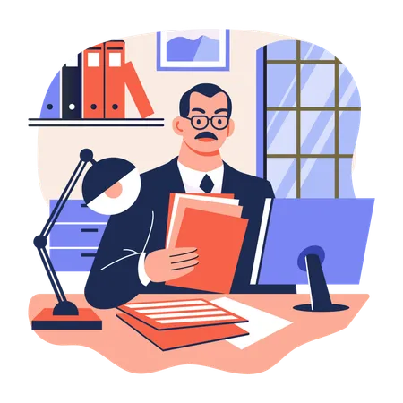 Office Employee working at office  Illustration