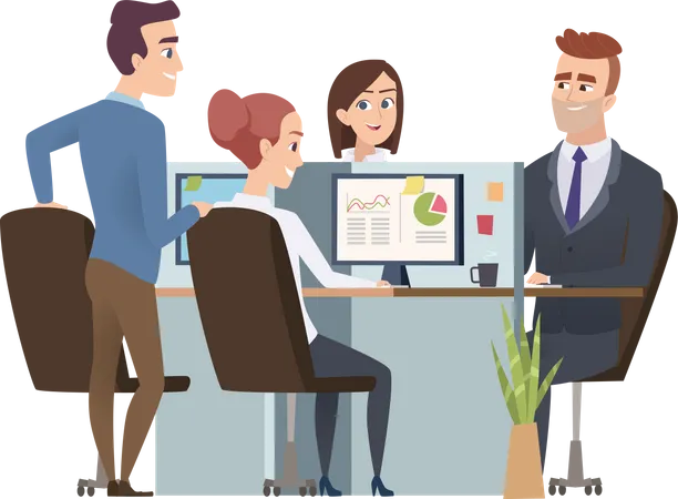 Office employee working on analytics  Illustration