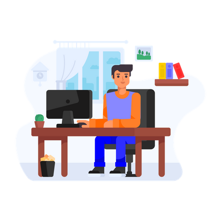 Office employee working remotely  Illustration