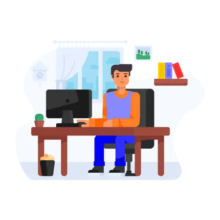 Office employee working remotely  Illustration