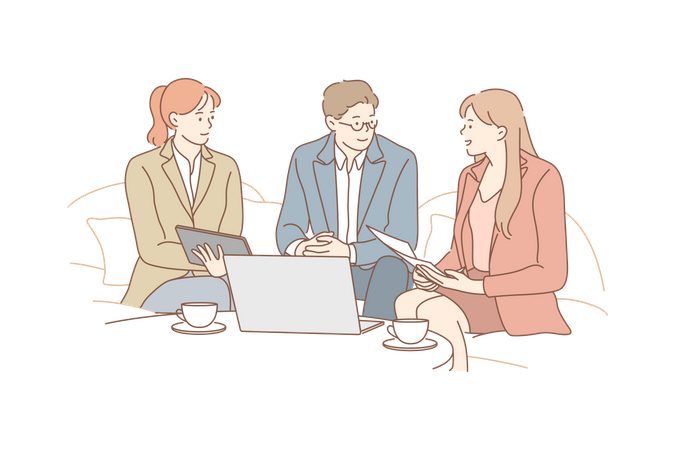 Office employees doing discussion  Illustration