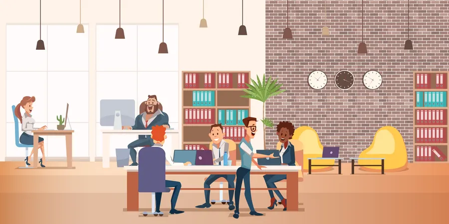 Office employees doing meeting Illustration