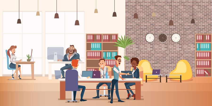 Office employees doing meeting  Illustration