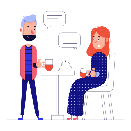 Office employees drink coffee during their break  Illustration