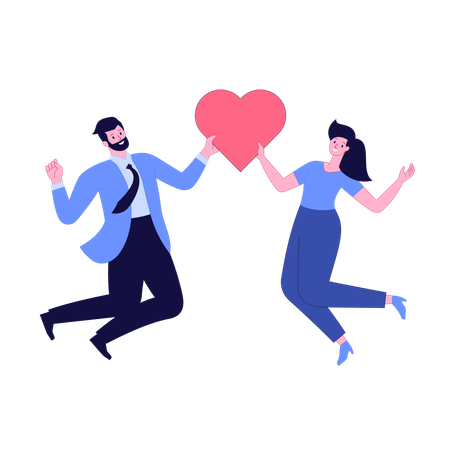 Office employees using online dating application  Illustration