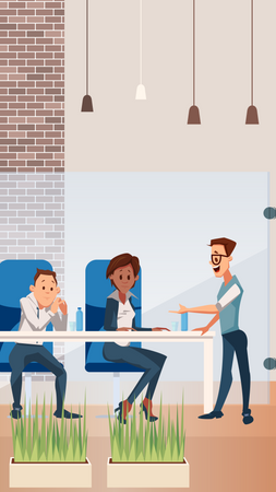 Office employees working in office  Illustration