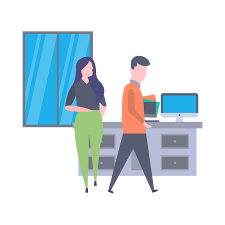 Office employees working in office  Illustration