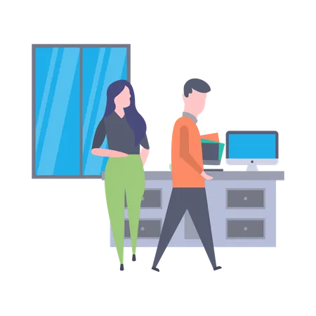 Office employees working in office  Illustration