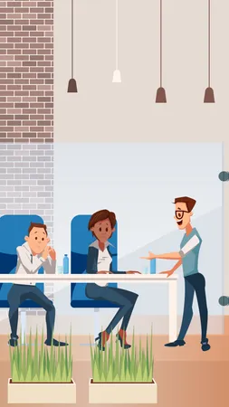 Office employees working in office Illustration