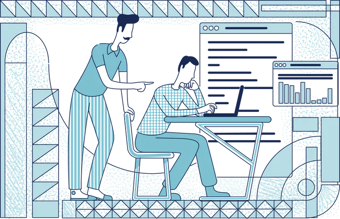 Office employees working on project  Illustration