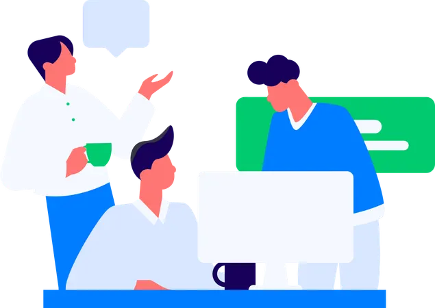 Office employees working on project  Illustration