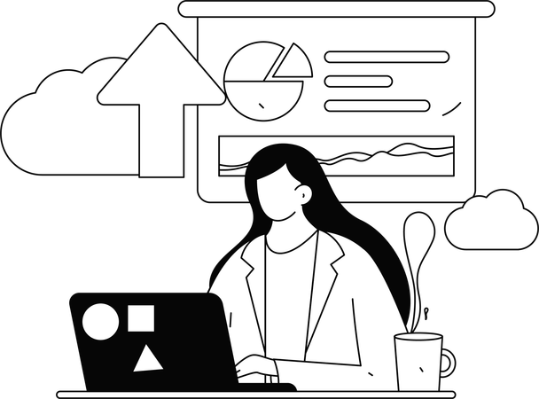 Office employees working on project  Illustration