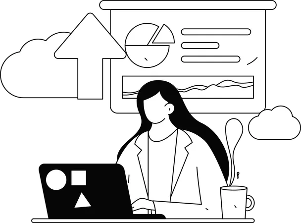 Office employees working on project  Illustration