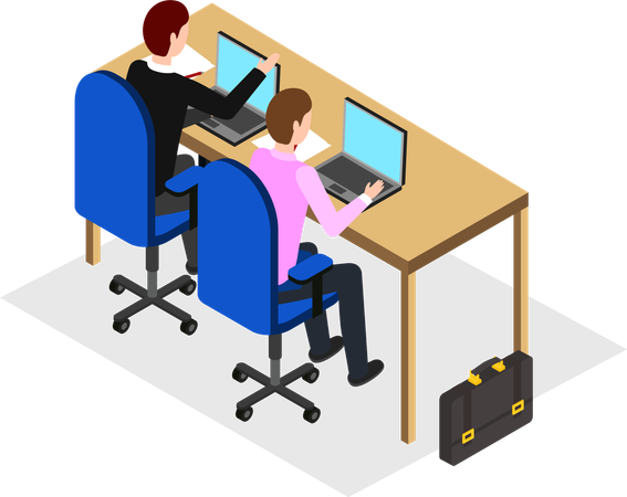 Office employees working together  Illustration