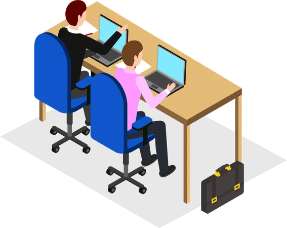 Office employees working together  Illustration