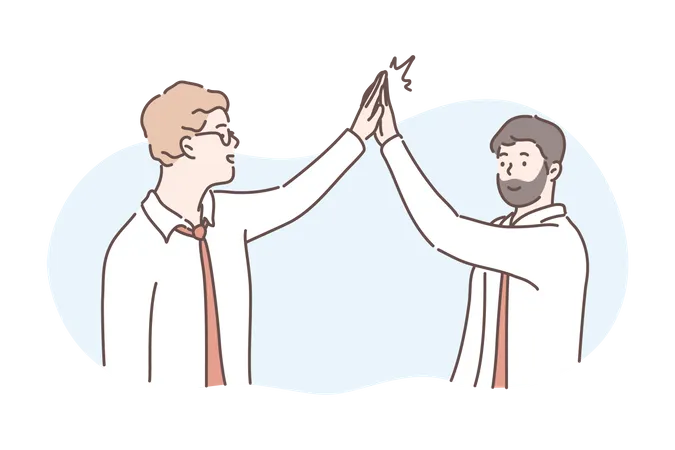 Office friends giving high five  Illustration