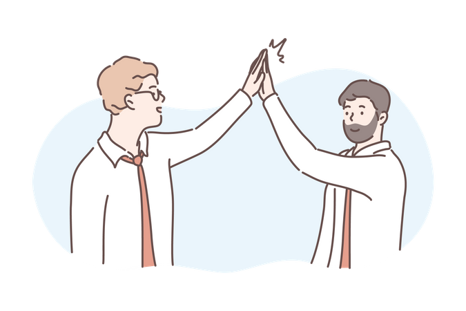 Office friends giving high five  Illustration