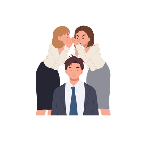 Office gossip among business colleagues with emotional reactions and facial expressions  Illustration