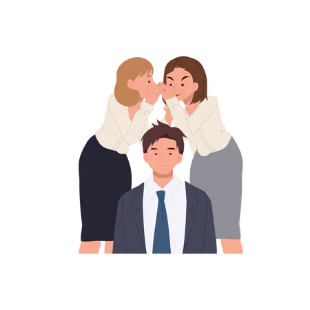 Office gossip among business colleagues with emotional reactions and facial expressions  Illustration