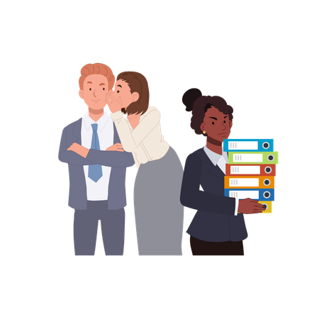 Office Gossip and Workplace Discrimination with Diverse Employees in Corporate Setting  Illustration