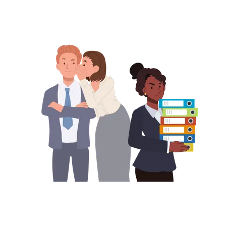 Office Gossip and Workplace Discrimination with Diverse Employees in Corporate Setting  Illustration