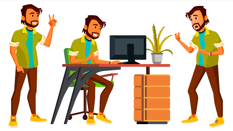 Office Indian Worker  Illustration