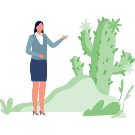 Office lady cereus cactus plant  Illustration