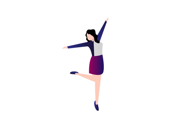 Office Lady Dancing  Illustration