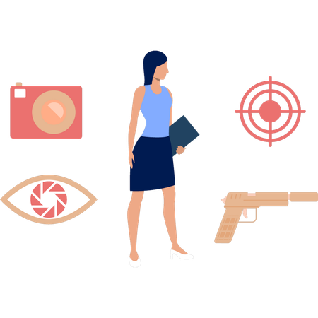 Office lady looking for target goal  Illustration