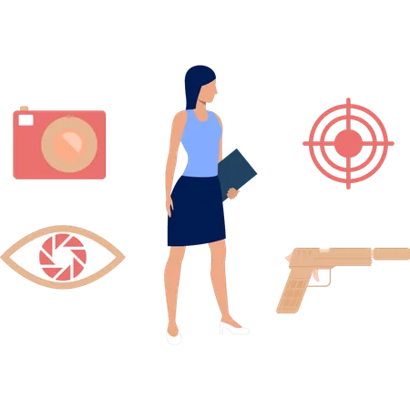 Office lady looking for target goal  Illustration