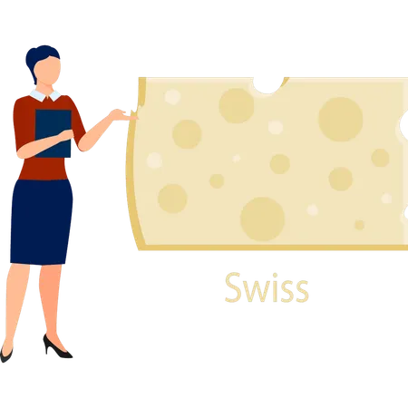 Office lady pointing sws cheese  Illustration