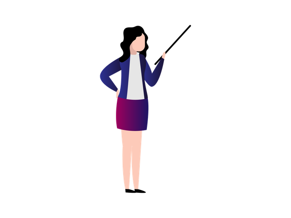 Office lady Presenting something with stick Illustration