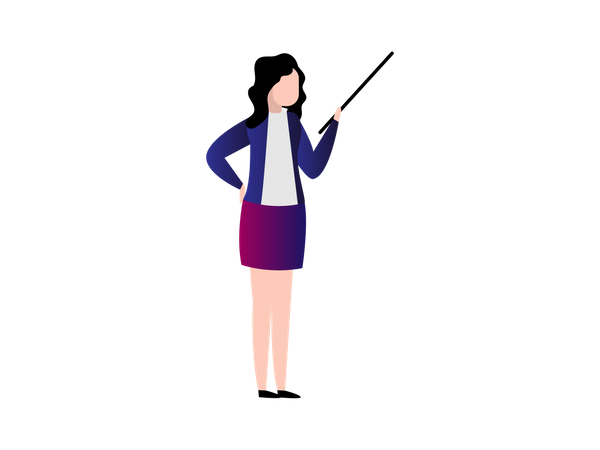 Office lady Presenting something with stick  Illustration