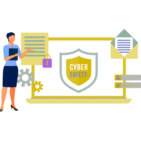 Office lady  talking about cyber security  Illustration