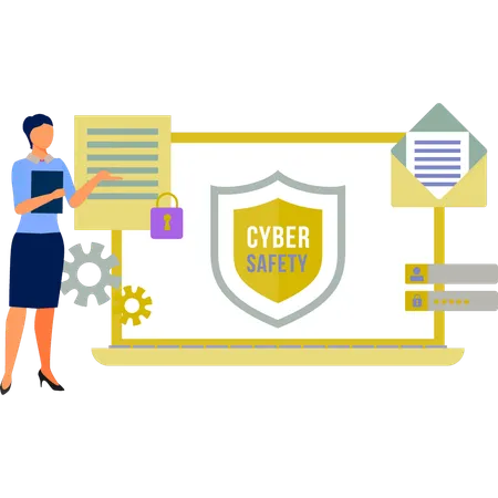 Office lady  talking about cyber security  Illustration