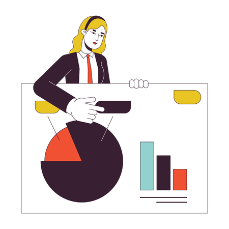 Office lady with business presentation slide  Illustration
