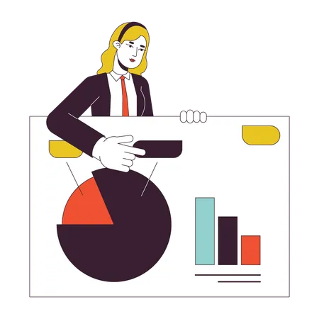 Office lady with business presentation slide  Illustration