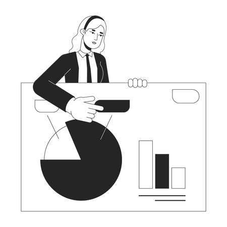 Office lady with business presentation slide  Illustration