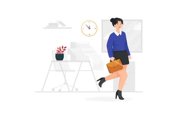 Office Leaving Time  Illustration