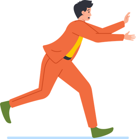 Office Male Employee Running With Fearful Expression  Illustration
