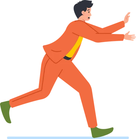 Office Male Employee Running With Fearful Expression  Illustration