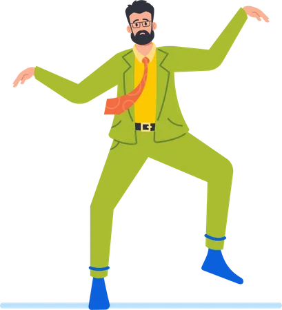 Office Male Employee With Exaggerated Movements  Illustration