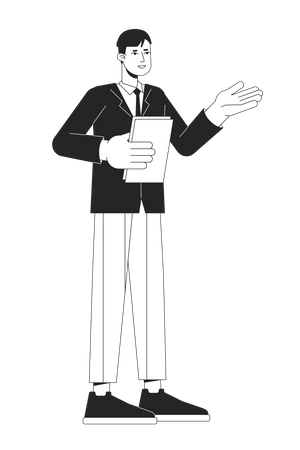 Office man presenting business report at work  Illustration