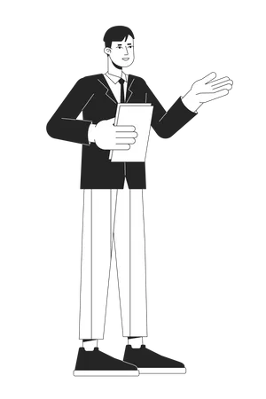 Office man presenting business report at work  Illustration