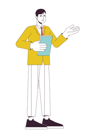 Office man presenting business report at work  Illustration