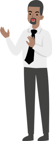 Office man Raising Both Hands  Illustration