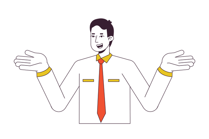 Office man shrugging shoulders in confusion  Illustration