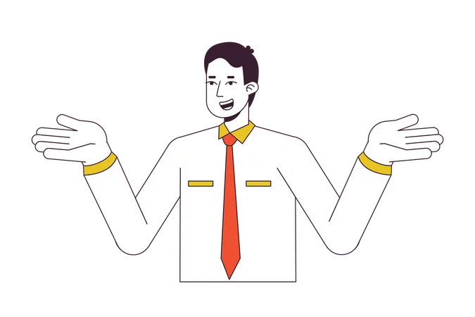 Office man shrugging shoulders in confusion  Illustration