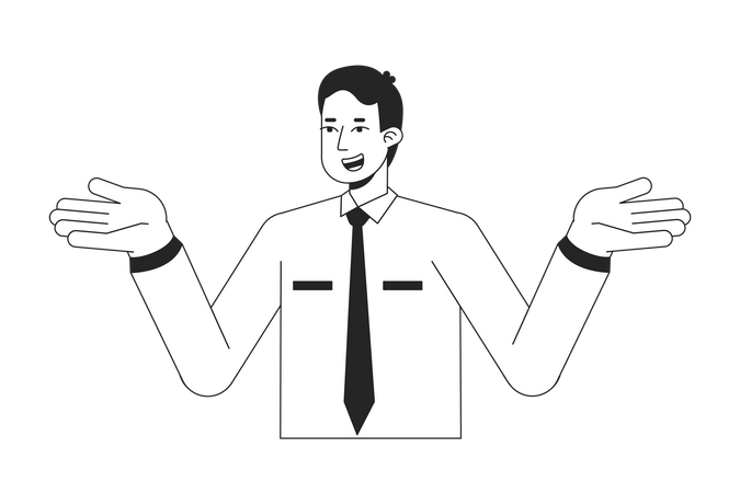 Office man shrugging shoulders in confusion  Illustration