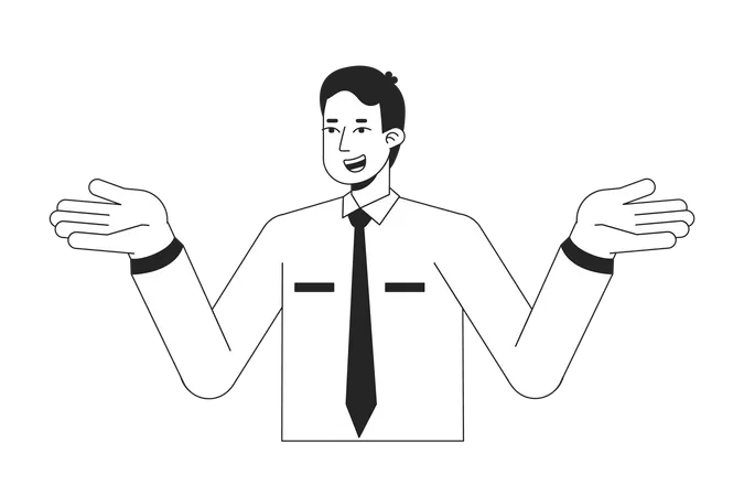 Office man shrugging shoulders in confusion  Illustration